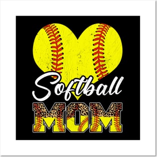 Baseball Mom Leopard Softball Bandana Happy Mother's Day Poster