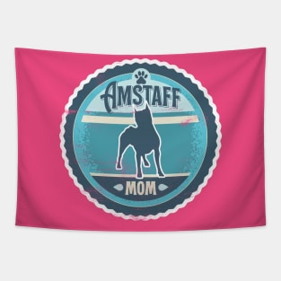 Amstaff Mom - Distressed American Staffordshire Terrier Silhouette Design Tapestry