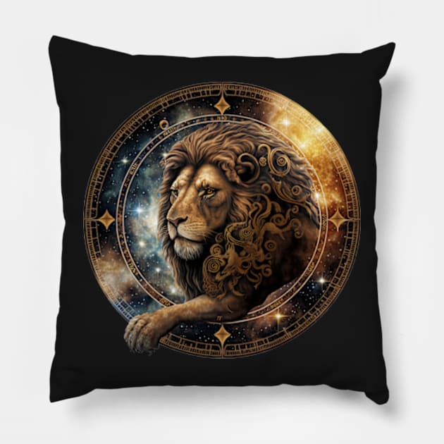 The Lion's Den, Leo Zodiac Sign Pillow by Petko121212