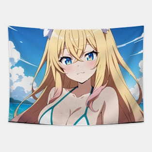 Anime Girl Beach Day Tapestry