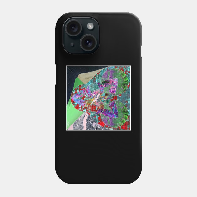 hazard city in lidar collage art in ecopop pattern Phone Case by jorge_lebeau