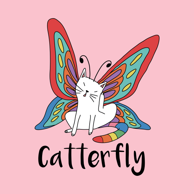 Cute Catterfly Cat Butterfly Pun by Freid