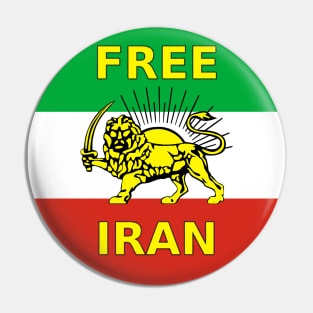 Free Iran Slogan over Iran Flag of the Freedom Resistance Pin