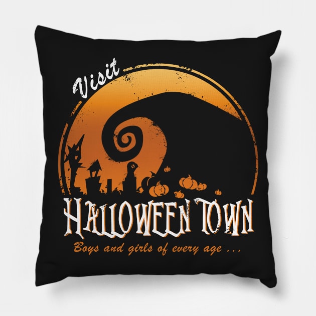 Visit Halloween Town Pillow by Apgar Arts