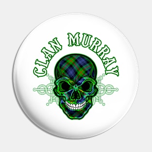 Scottish Clan Murray Tartan Celtic Skull Pin