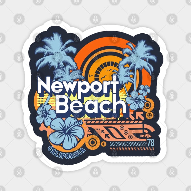 Newport Beach California Grunge Magnet by Styleuniversal