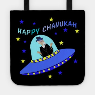 Happy Chanukah Flying Rabbi in Spaceship Tote