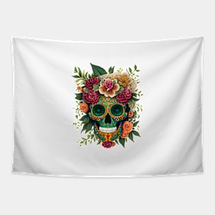 Sugar Skulls and Flowers Tapestry