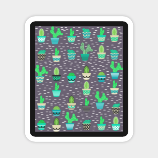 Potted cacti on gray background Magnet