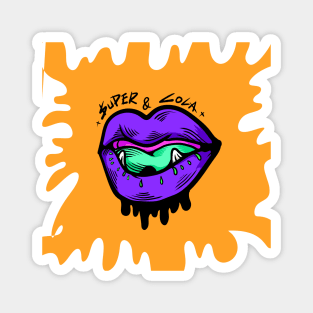 Dope purple evil mouth illustration Magnet