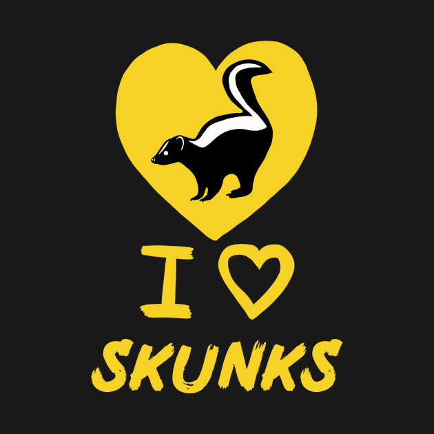 I Love Skunks for Skunk Lovers, Yellow by Mochi Merch