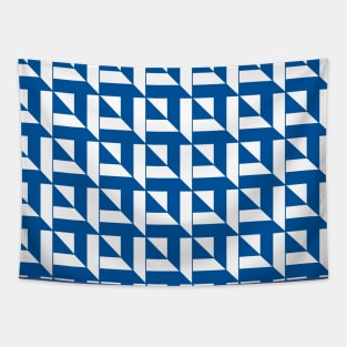 Squares Pattern Blue + White Tapestry