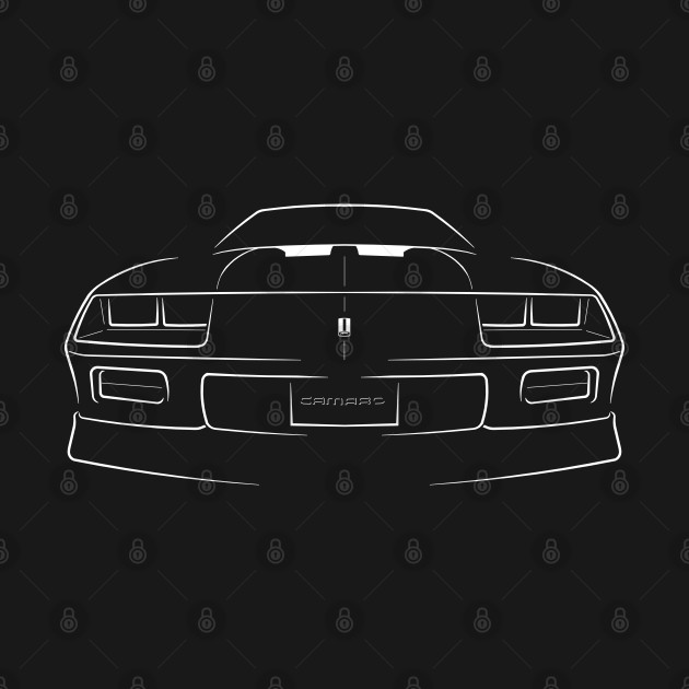 front/profile Chevy Camaro IROC-Z - stencil, white by mal_photography