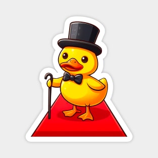 Artist duckling wearing top hat and walking stick Magnet