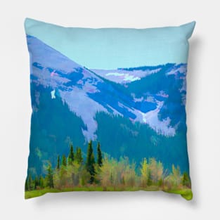 Rocky mountain illustration Pillow