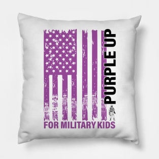 Purple Up For Military Kids Military Child Month USA Flag Pillow