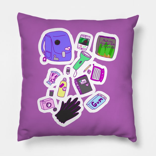 Cryptid Hunting Gear Pillow by Pink_lil_Ghost