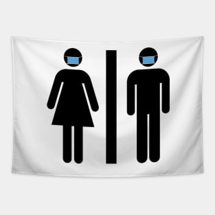 Washroom Sign Symbol Face Mask Tapestry