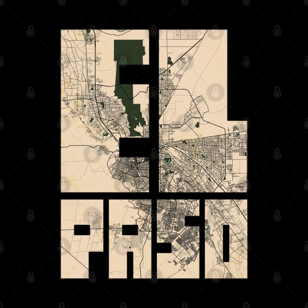 El Paso, Texas, USA City Map - Vintage by deMAP Studio