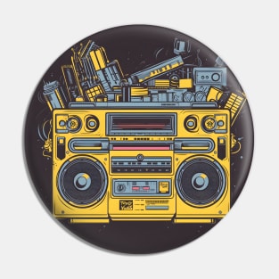 Ghetto Blaster Boom Box 80s Hip-Hop Stereo Pin