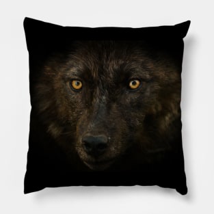 Wolf Eyes - Black Wolf Pillow