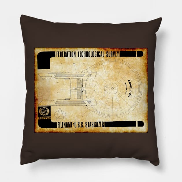 Federation Technological Survey Stargazer Top View Pillow by Starbase79