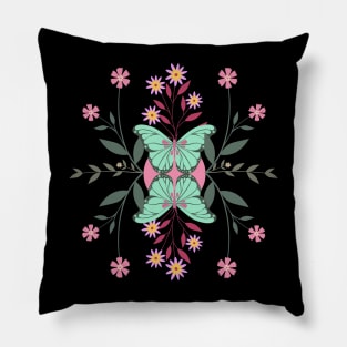 Wildflower Butterfly Floral Botanical Pillow