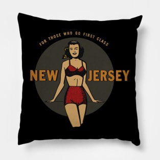 Vintage New Jersey Travel Bikini Lady Pillow