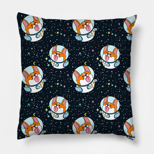 Corgis in Space Pillow by SPufferARTs