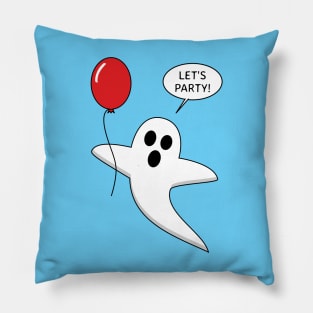 Cute Cartoon Ghost with Red Balloon Pillow