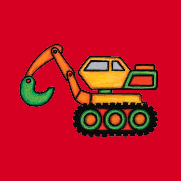 Colorful Kids Back Hoe by Parakeet Moon