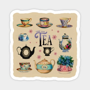 Time for Tea - Vintage Tea Illustrations Magnet