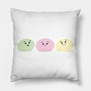 Mochi and Friends - 3 color mochi - tricolor mochi - isolated Pillow