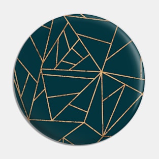 Luxe Teal and Gold Geometric Lines Pin