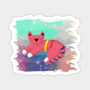 Pink cat in the pastel space Magnet