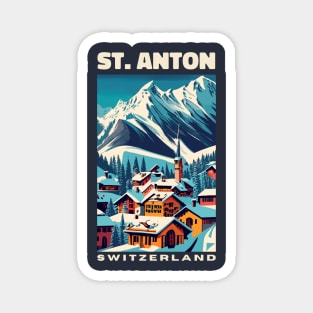 A Vintage Travel Art of St Anton - Switzerland Magnet