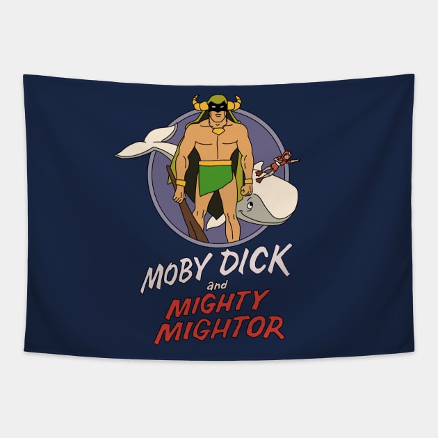 Moby Dick and Mighty Mightor Classic 60s Cartoon Tapestry by GoneawayGames