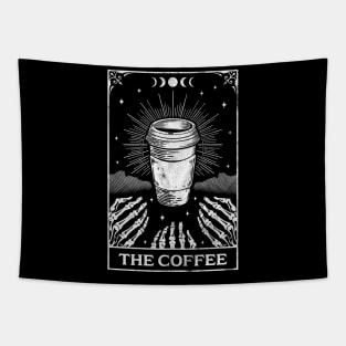 The Coffee Tarot Card Skeleton - Coffee Lover Retro Vintage Tapestry