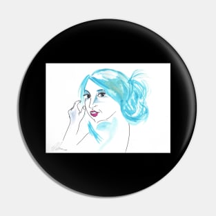 Girl With A Messy Bun - Turquoise Palette Pin