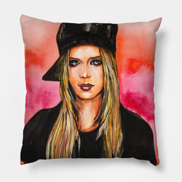 Avril Lavigne Pillow by Svetlana Pelin