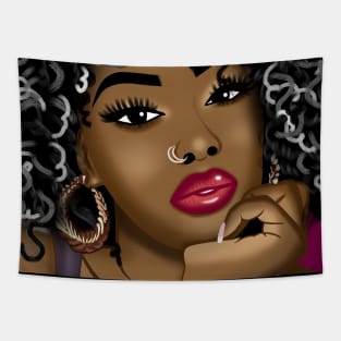 Cute black girl digital art Tapestry