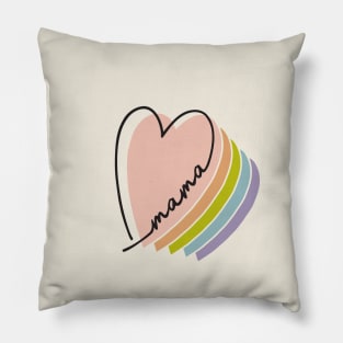 boho rainbow heart mama design line art rainbow heart letters mothers day gift for moms Pillow