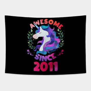 Cute Awesome Unicorn Since 2011 Funny Gift Tapestry