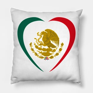 Mexican Patriot Flag Series (Heart) Pillow