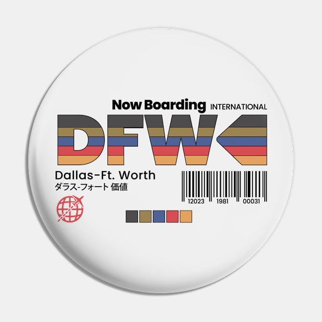 Vintage Dallas Fort Worth DFW Airport Label Retro Travel Texas Pin by Now Boarding