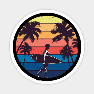 Vintage Sunset Surfing Gift For Surfers Magnet