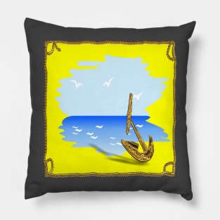 Anchor on the beach in a summer setting Pillow