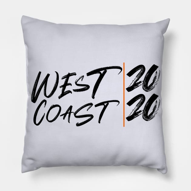 West Coast 2020 Black Font Pillow by storyanswer