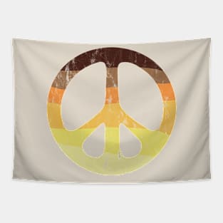 Washed and Worn Peace Sign With 70s Stripes Tapestry