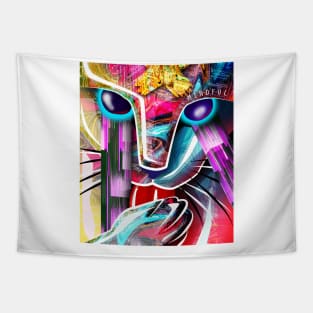 tabby cat digital art Tapestry